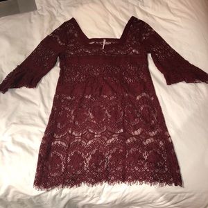 Free People dark red lace dress